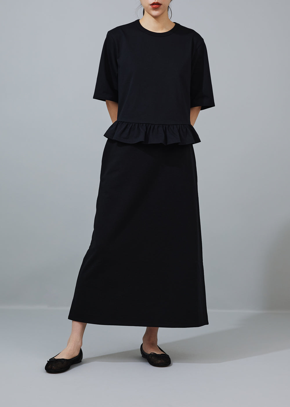SY017SK / Flare Long Skirt BLACK【翁安芸さん×SYNE TOKYO