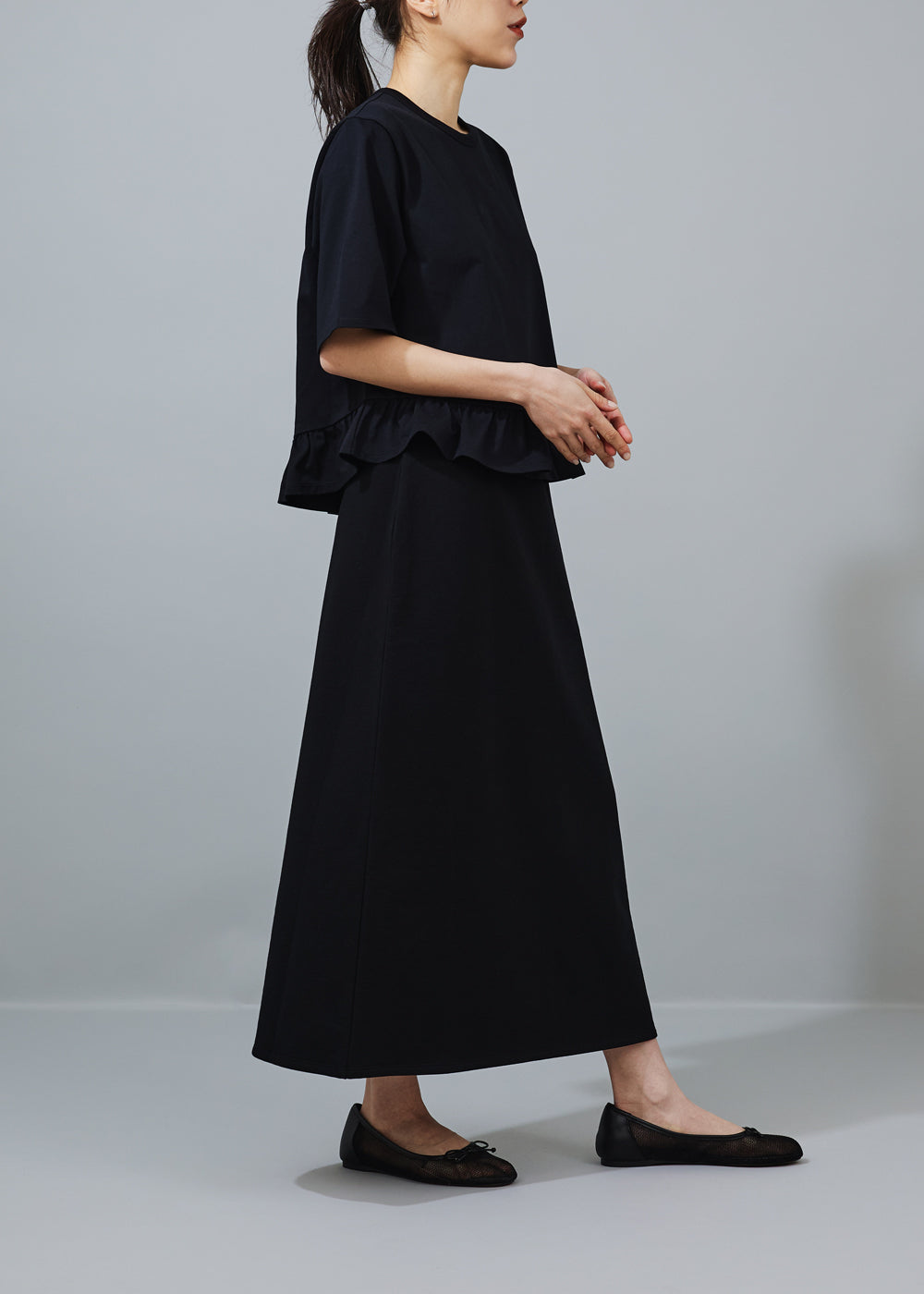 SY017SK / Flare Long Skirt BLACK【翁安芸さん×SYNE TOKYO】 – SYNE