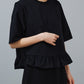 SY018PO / Frill T-Shirt　BLACK【翁安芸さん×SYNE TOKYO】