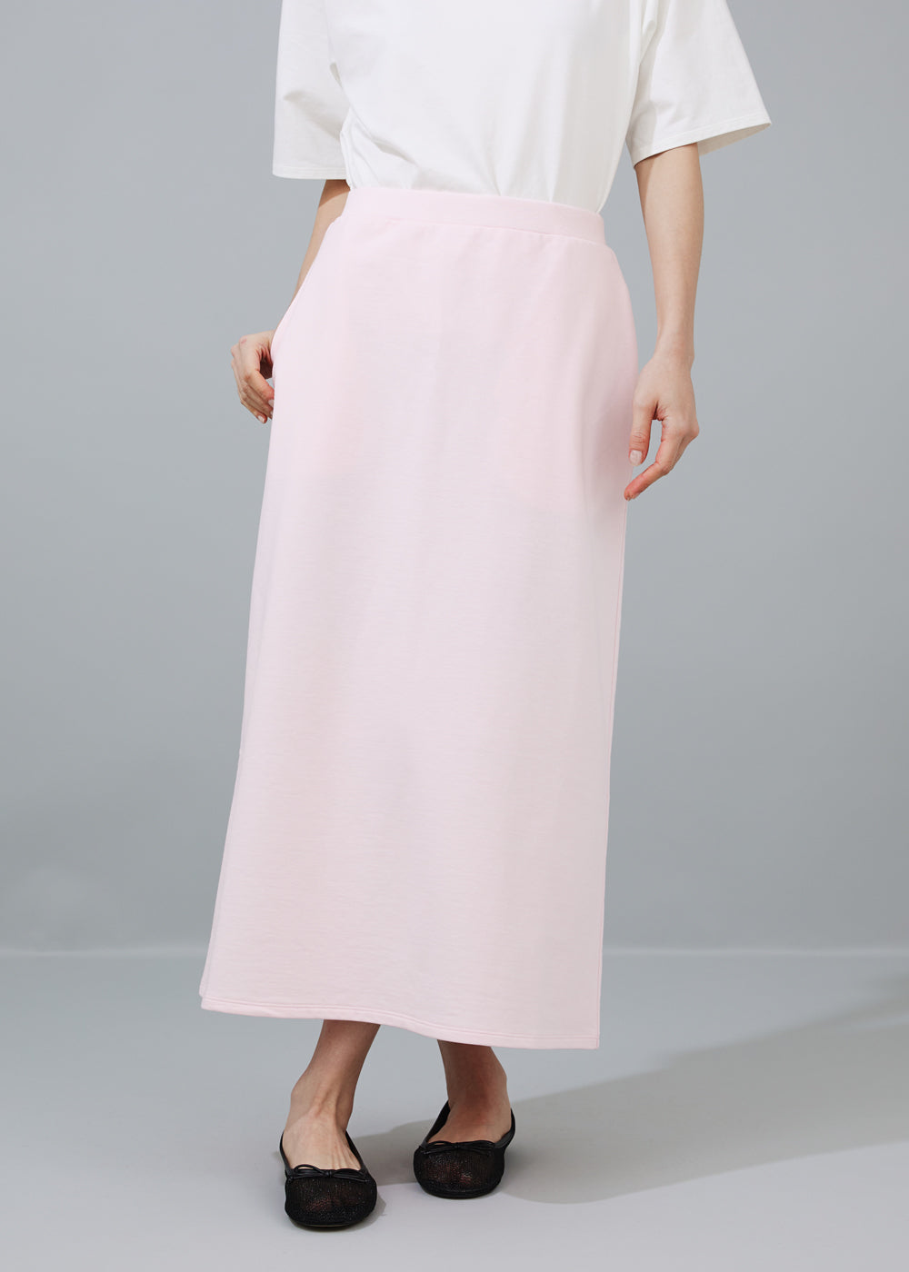 SY017SK / Flare Long Skirt　LT PINK【翁安芸さん×SYNE TOKYO】